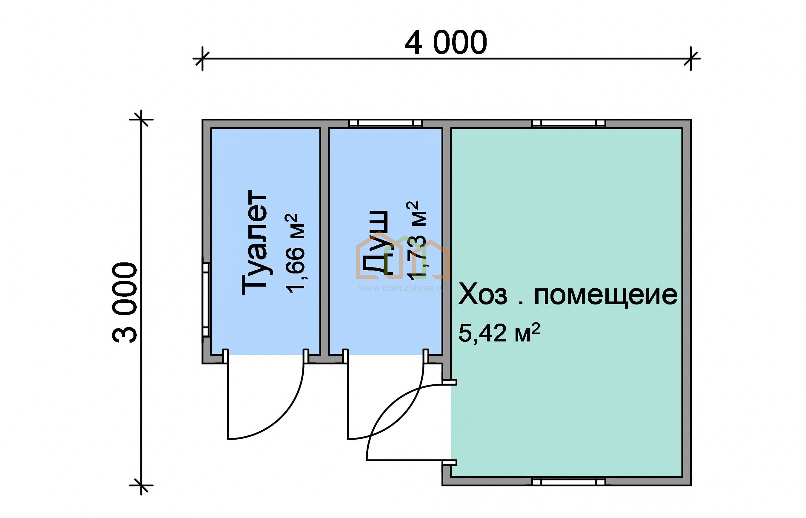 Угловой хозблок с душем и туалетом 3x4 (12 м²), цена 206000 руб. под ключ в  Волхове