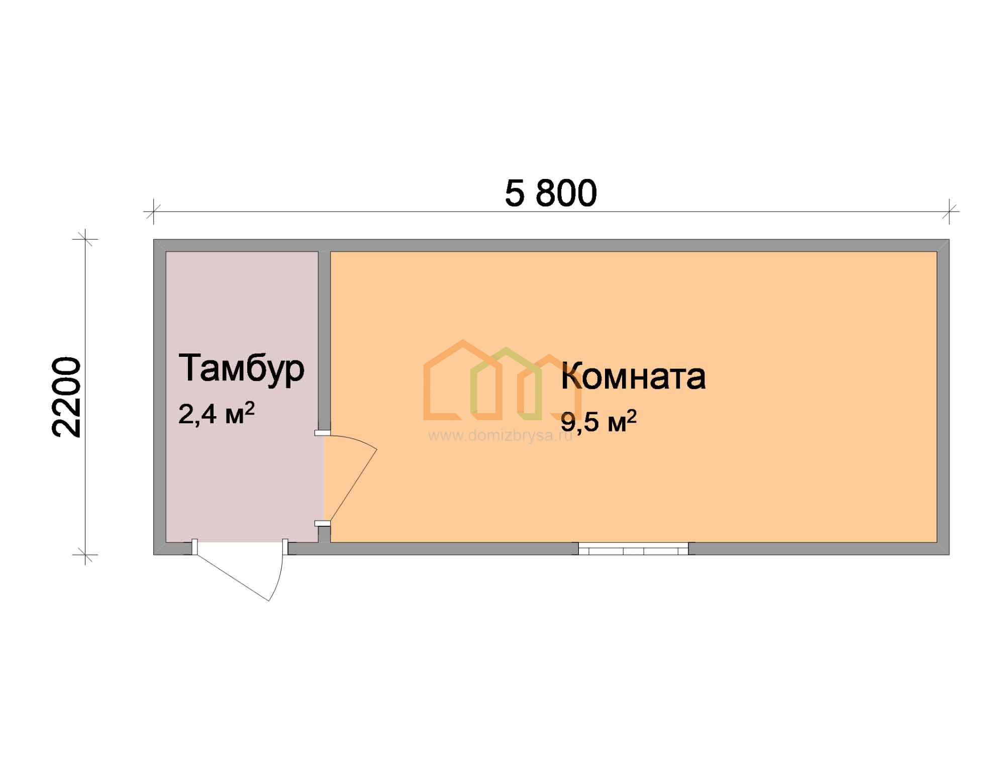 Металлическая бытовка для дачи эконом Магнолия (С) 5.8x2.2 Площадь: 12.76  м² со сборкой на участке под ключ в Волхове и области