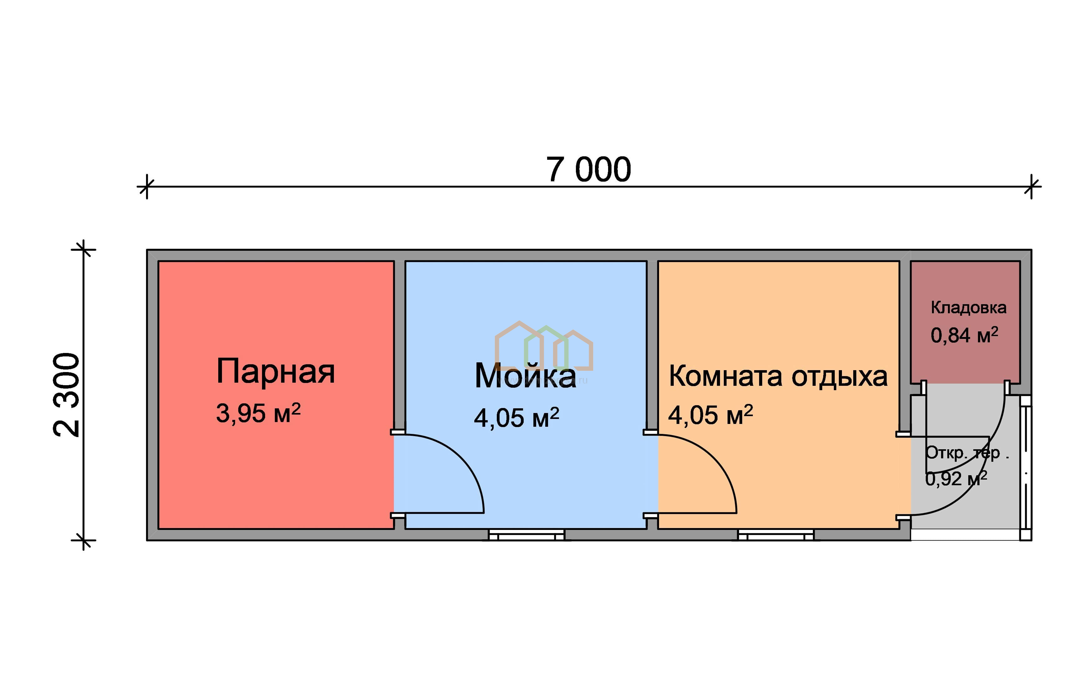 Перевозная каркасная баня 7х2,3 с кладовкой Площадь: 16.1 м² в готовом виде  цена 350500 под ключ в Волхове